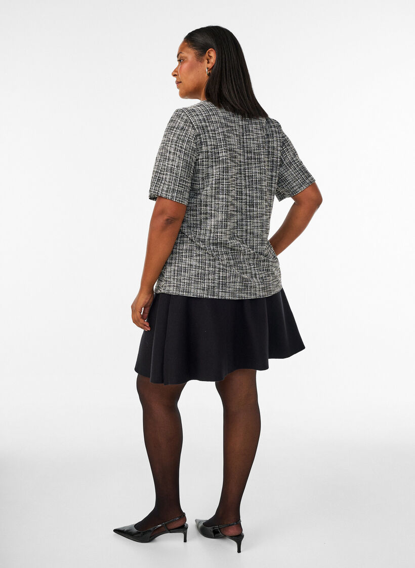 Vevd bluse med knappedetaljer, Vanilje, Model image number 2