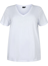 Kortermet T-skjorte med V-hals, Bright White
