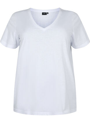 Kortermet T-skjorte med V-hals, Bright White, Packshot image number 0