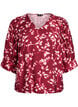 Bluse med V-hals og 3/4-ermer, Rød, Packshot image number 0