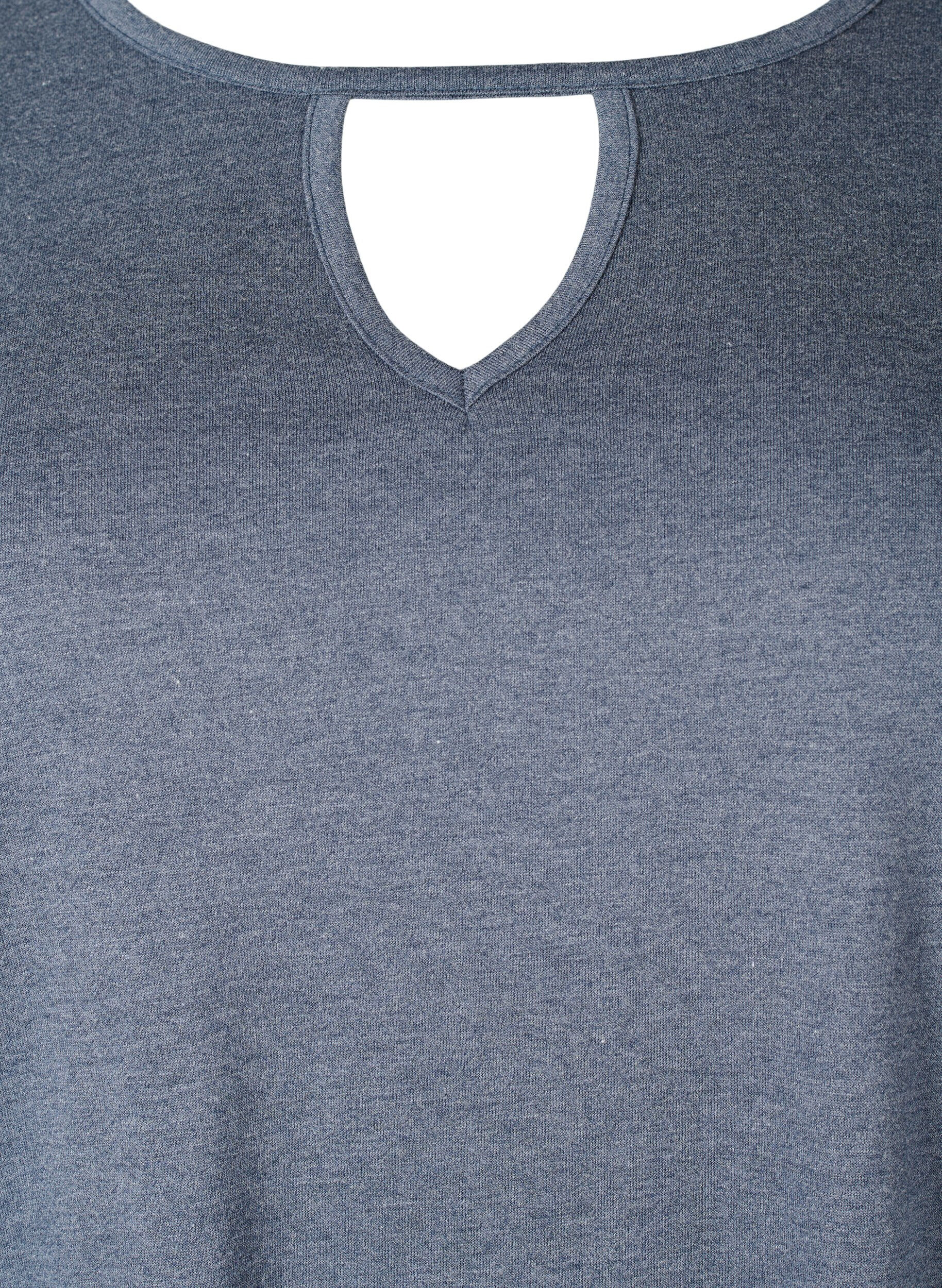 Zizzi Melange bluse med lange ermer, Night Sky Mel. , Packshot image number 2