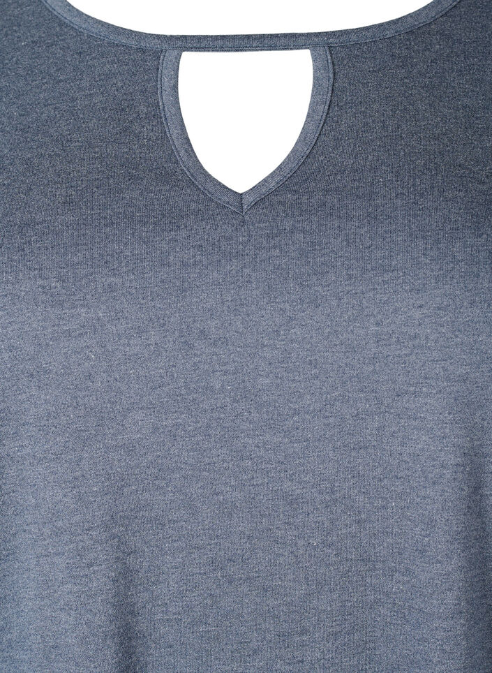 Melange bluse med lange ermer, Night Sky Mel. , Packshot image number 2
