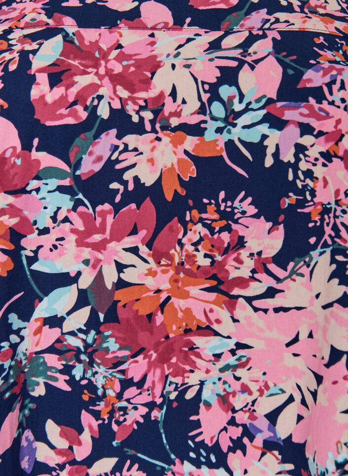 Kortermet bomullskjole med trykt m&oslash;nster, Bl&aring;, Packshot image number 2