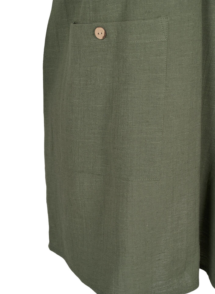 3/4-ermet tunika i bomullsblanding med lin, Thyme, Packshot image number 3