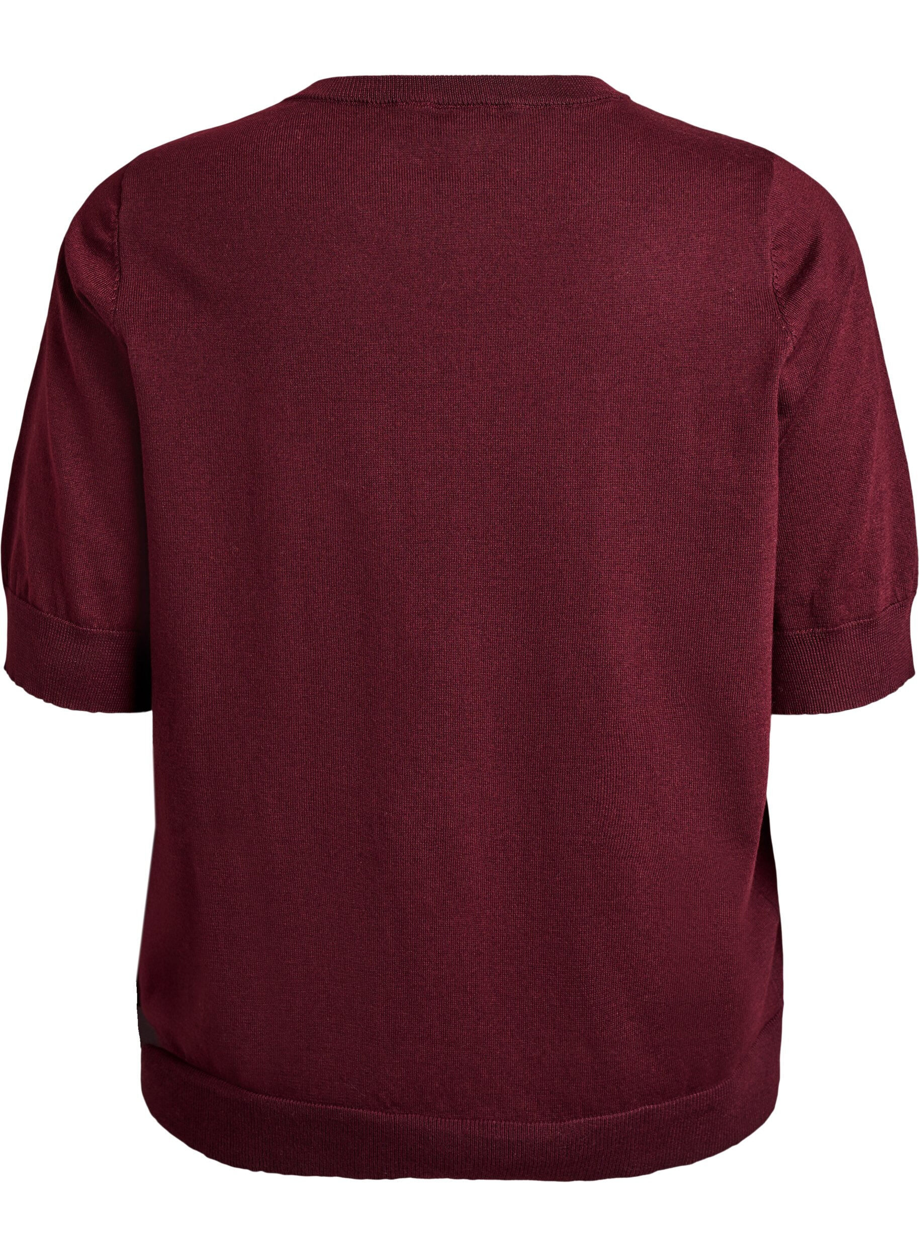 ZizziFinstrikket bluse med korte ermer, R&oslash;d, Packshot image number 1