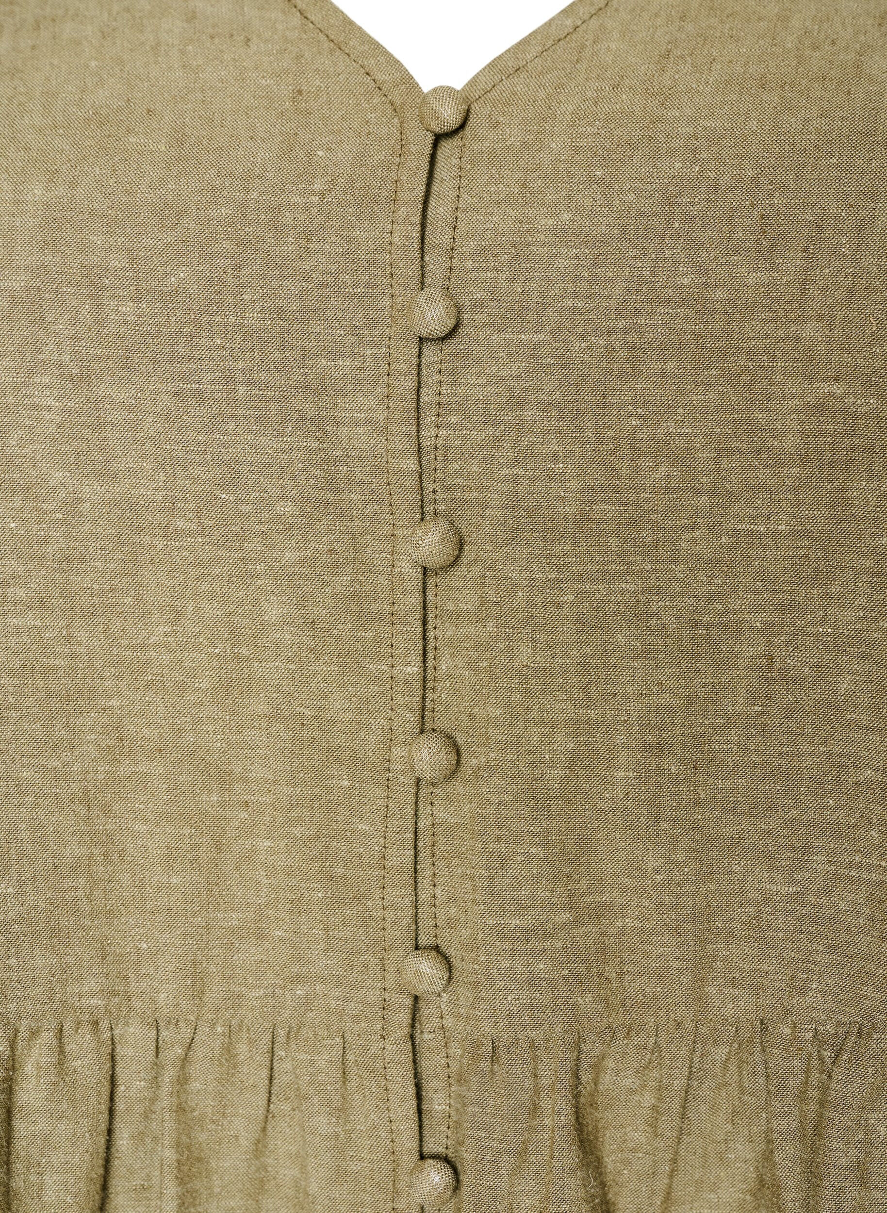 Zizzi Bluse i lin og viskose med V-hals og knappelukking, Gr&oslash;nn, Packshot image number 2