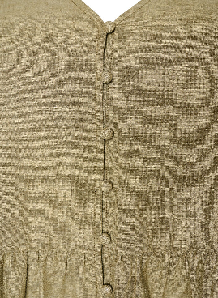 Bluse i lin og viskose med V-hals og knappelukking, Gr&oslash;nn, Packshot image number 2
