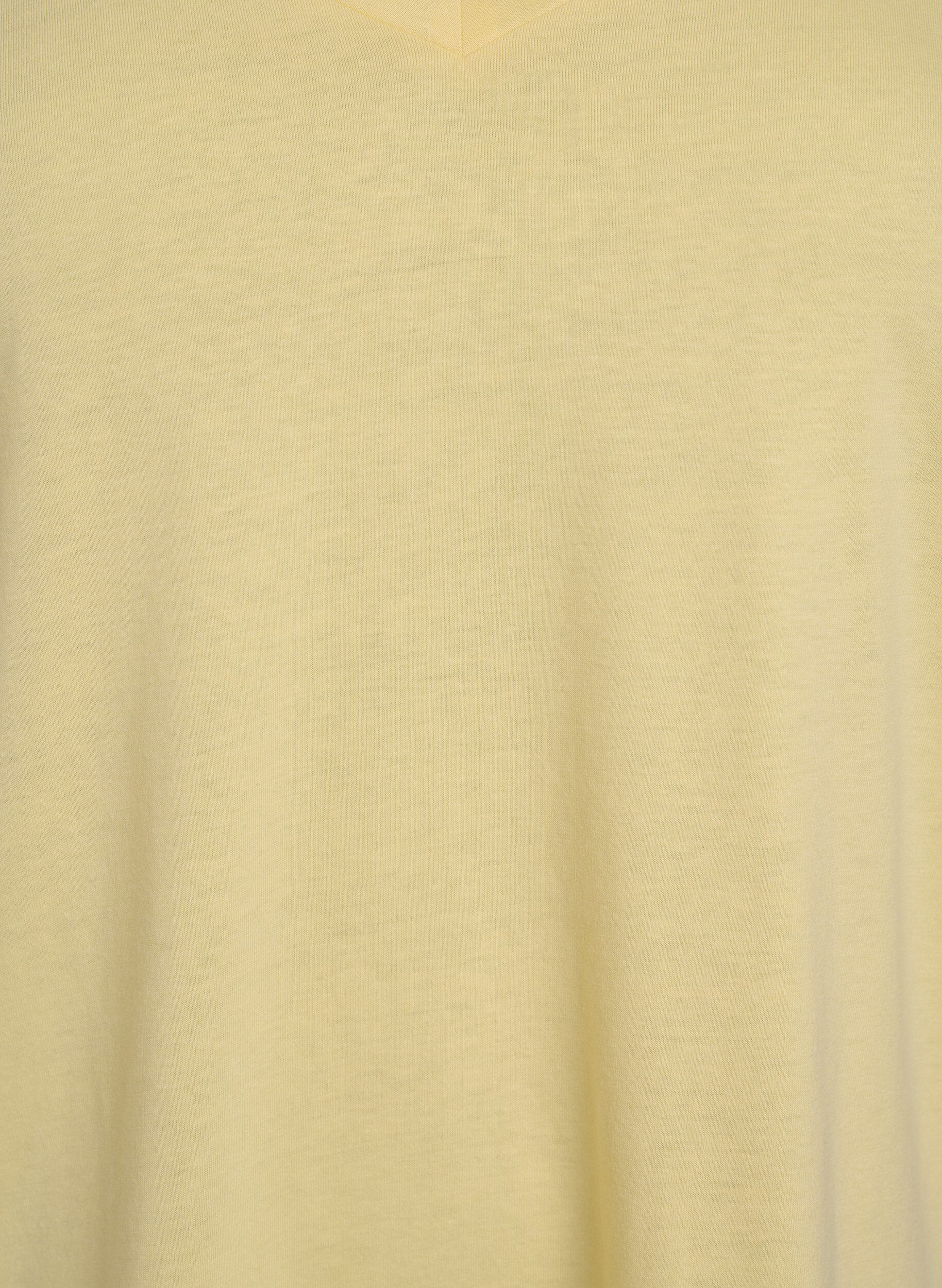 Zizzi Kortermet t-skjorte med v-hals, Gul, Packshot image number 2