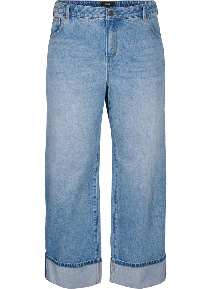 Jeans med vide ben og oppbrett, L.B.Denim, Packshot