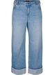 Jeans med vide ben og oppbrett, Blå, Packshot image number 0
