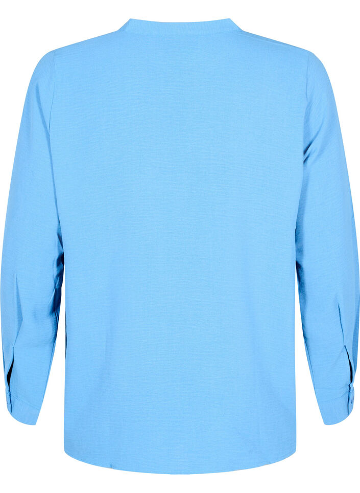 Langermet skjortebluse med V-hals, Riverside, Packshot image number 1