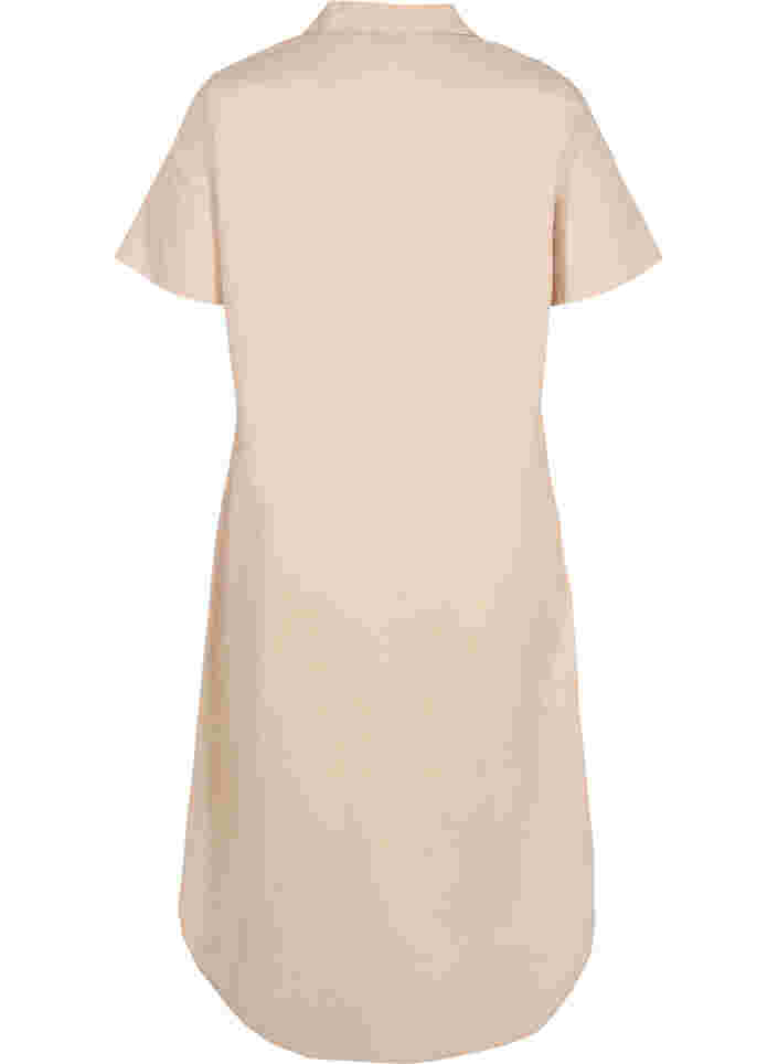 Lang bomullsskjorte med korte ermer, Humus, Packshot image number 1