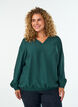 Bluse med ballongeffekt og chiffon-detaljer, Gr&oslash;nn, Model image number 0