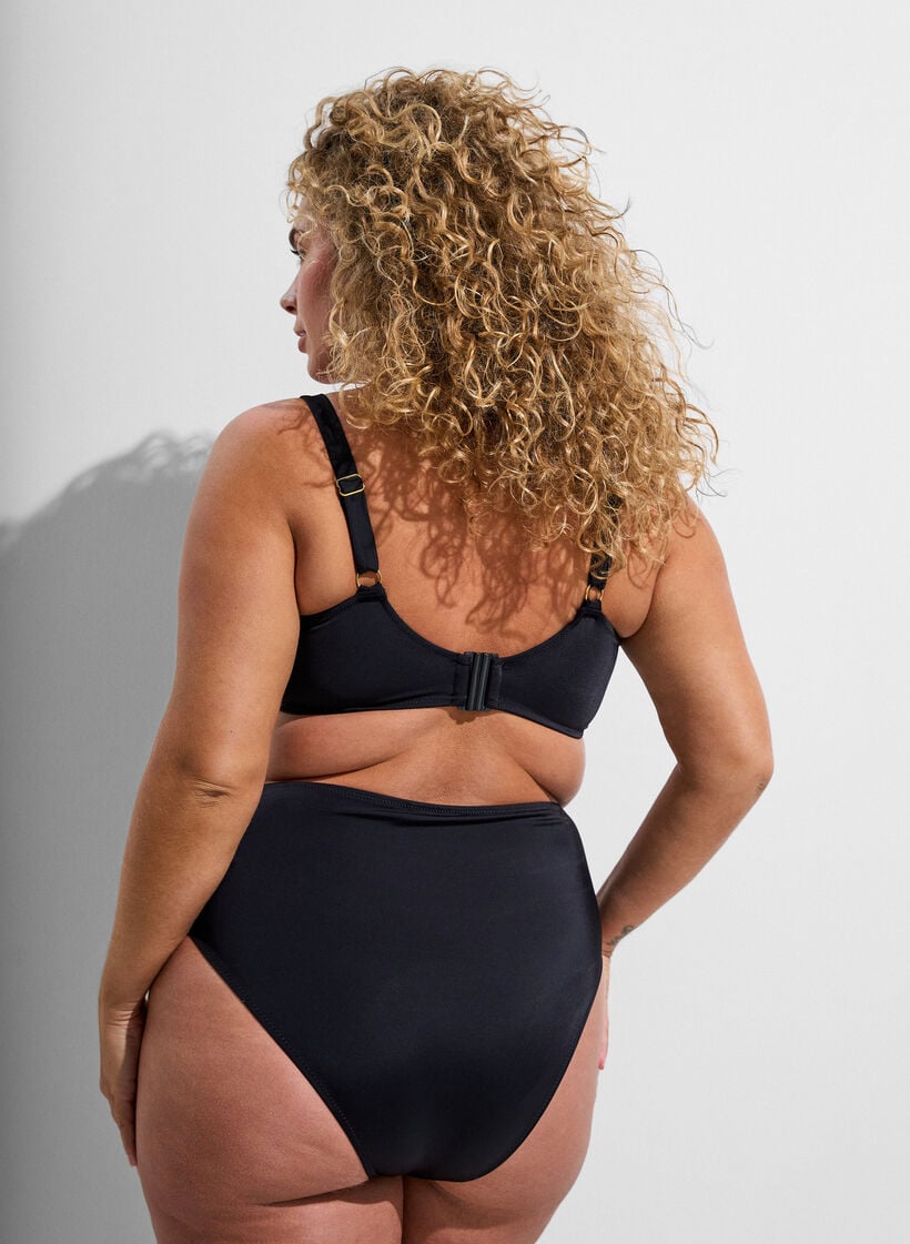 Tai bikinitruse med h&oslash;y midje og gulldetaljer, Svart, Model image number 1