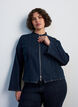 Figurn&aelig;r denimjakke med glidel&aring;s, Bl&aring;, Model image number 0
