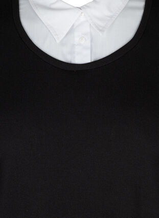 Ensfarget bluse med lange ermer og krage, Black, Packshot image number 2