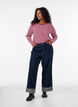 Stripete bluse med lange ermer, Rosa, Model image number 1