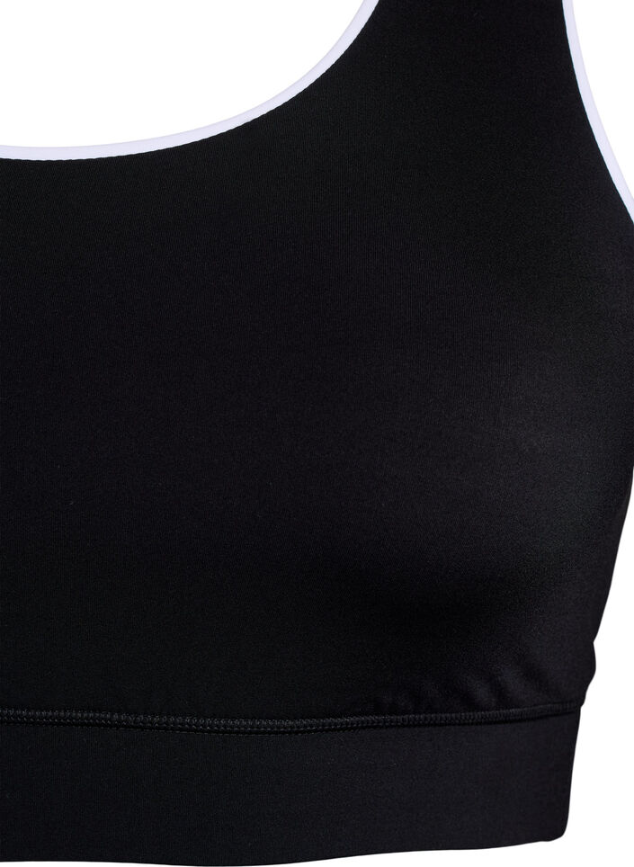 Racerback sports-BH med kontrastpiping, Black w. Piping, Packshot