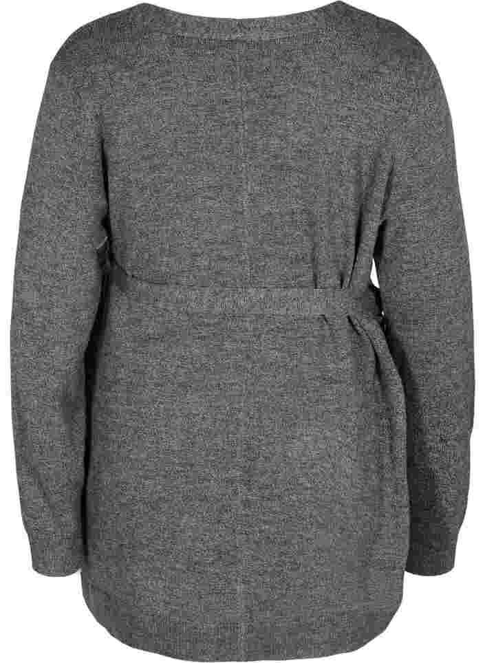 Melert strikkegenser med omslagseffekt til gravide, Medium Grey Melange, Packshot image number 1