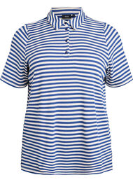 Kortermet poloskjorte med striper, Blue Stripe