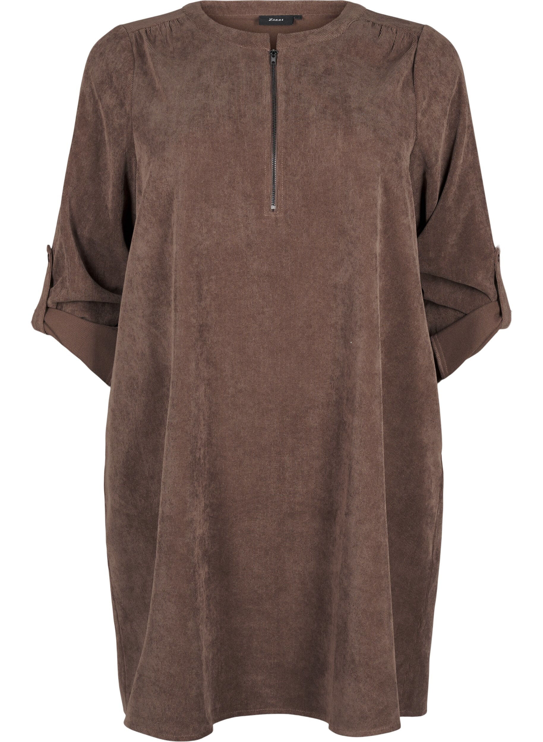 Zizzi Fl&oslash;yelskjole med glidel&aring;sdetalj, Chocolate Martini, Packshot image number 0