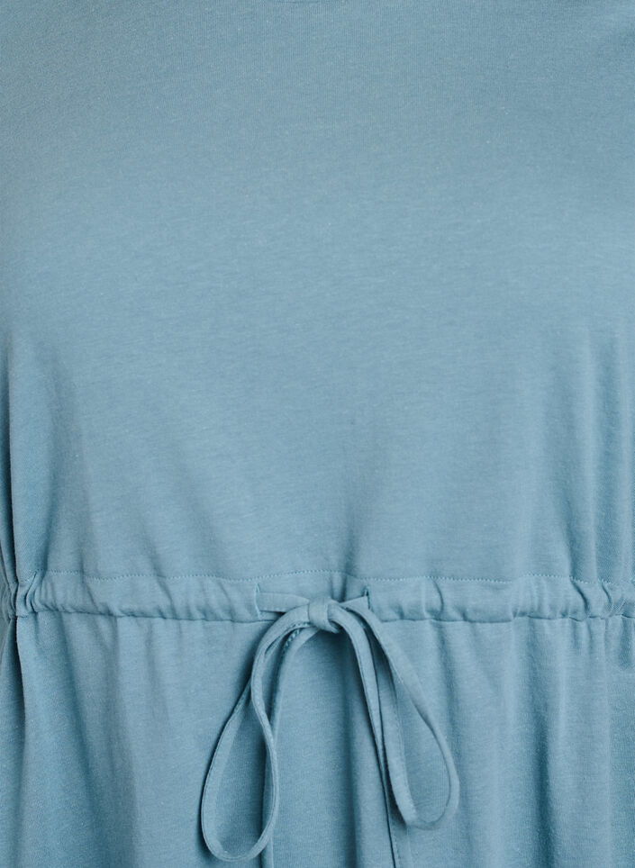 FLASH - Kort T-skjortekjole med bindebelte, Blå, Packshot image number 2