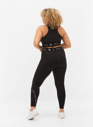 Cropped treningstights med tekstprint, Black, Model