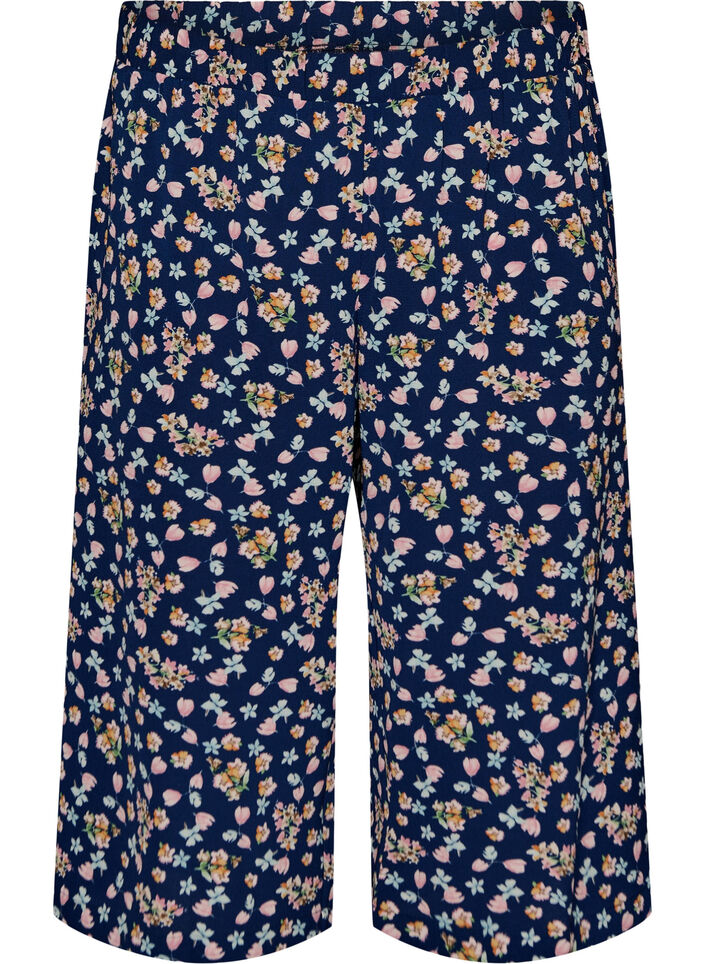 Culottebukser med m&oslash;nster, Bl&aring;, Packshot image number 0