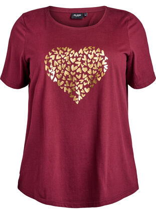 Zizzi FLASH - T-skjorte med motiv, P. Royal Gold Hearts, Packshot image number 0