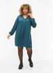 Kjole med lange ermer og V-hals., Deep Teal, Model image number 2