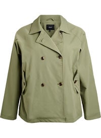 Kort trenchcoat med lommer, Grønn Kort trenchcoat med lommer
