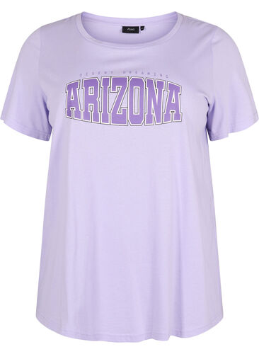 T-skjorte i bomull med mønsterdetalj, Lavender ARIZONA, Packshot image number 0