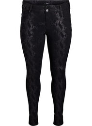 Slim fit bukser med slangemønster, Svart