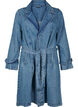Trenchcoat i denim med belte, Blue Denim, Packshot image number 0