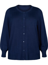 Strikket cardigan i viskose med knapper, Navy Blazer
