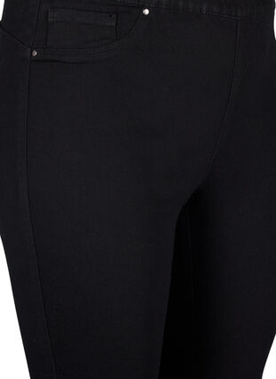 Denim-knebukser med elastisk linning, Black, Packshot image number 2