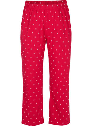 Pysjamasbukser i bomull med mønster, Tango Red AOP, Packshot image number 0