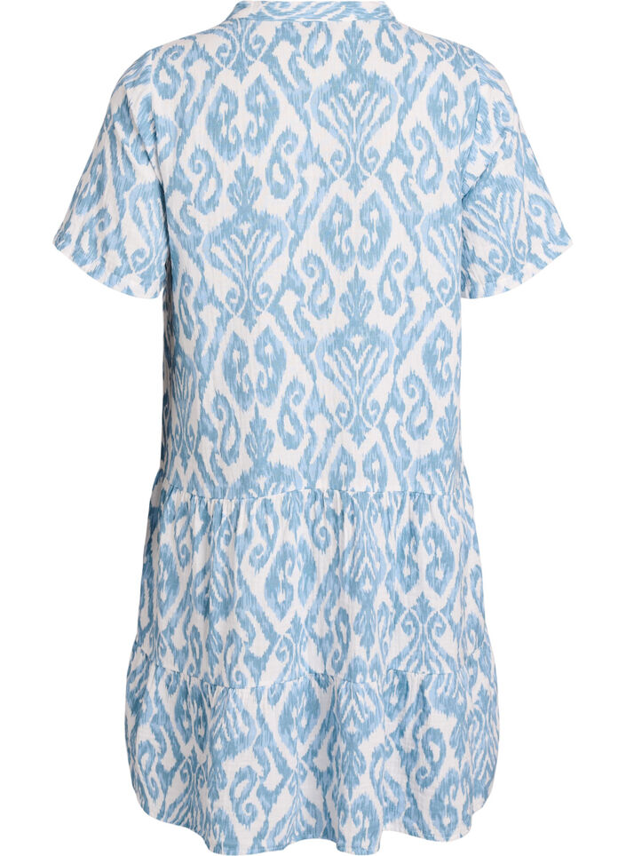 Kort A-linjekjole i bomullsmuslin, Vanilje, Packshot image number 2