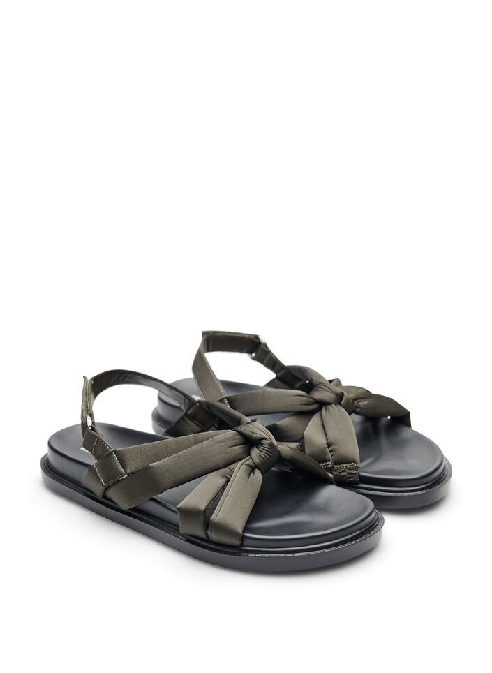Wide fit - Sandal med knutedetalj, Gr&oslash;nn, Packshot image number 1