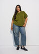 Strikket cardigan med korte ermer, Gr&oslash;nn, Model image number 1