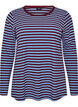 Stripete bluse med lange ermer, Bl&aring;, Packshot image number 0
