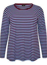 Stripete bluse med lange ermer, Bl&aring;
