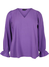Bluse med V-hals og lange ermer, Pansy