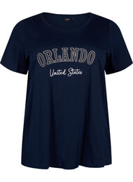T-skjorte i bomull med tekst, Navy B. Orlando