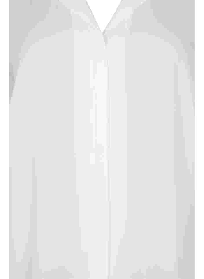 Ensfarget skjorte med V-hals, Bright White, Packshot image number 2
