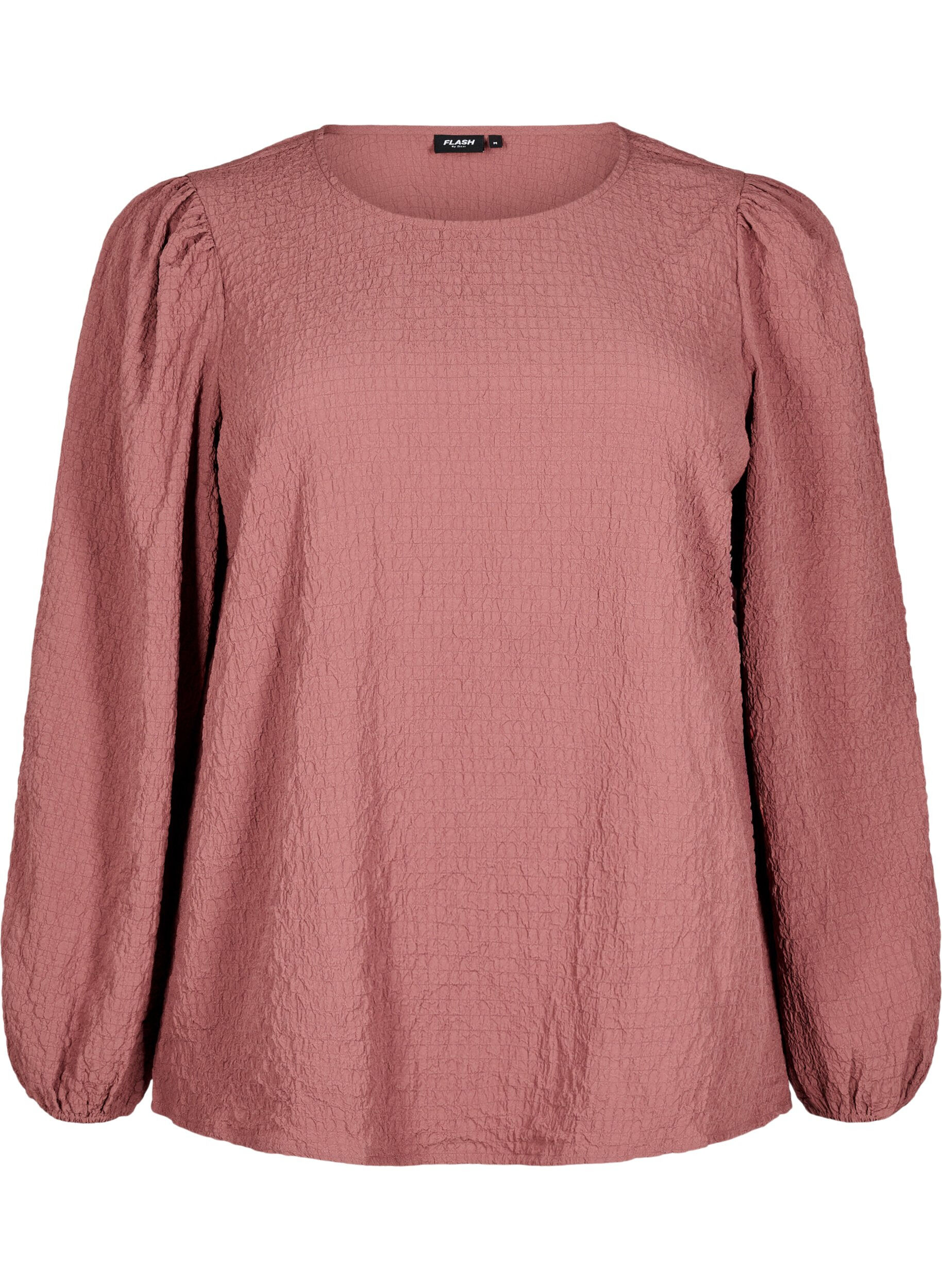 Zizzi FLASH - Langermet bluse med rund hals, Rose Brown, Packshot image number 0