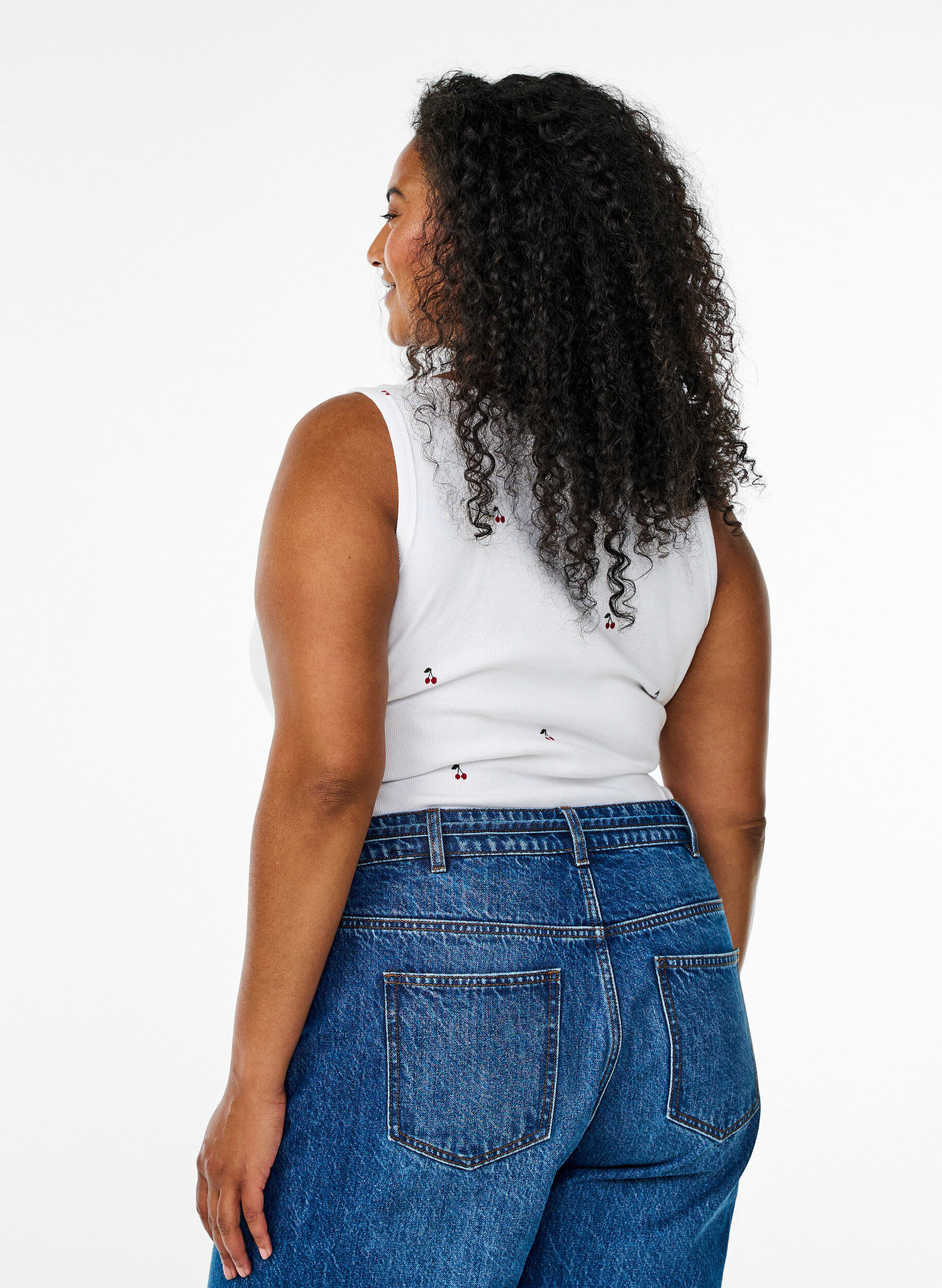 Zizzi Figurn&aelig;r topp med motiv, Hvit, Model image number 2