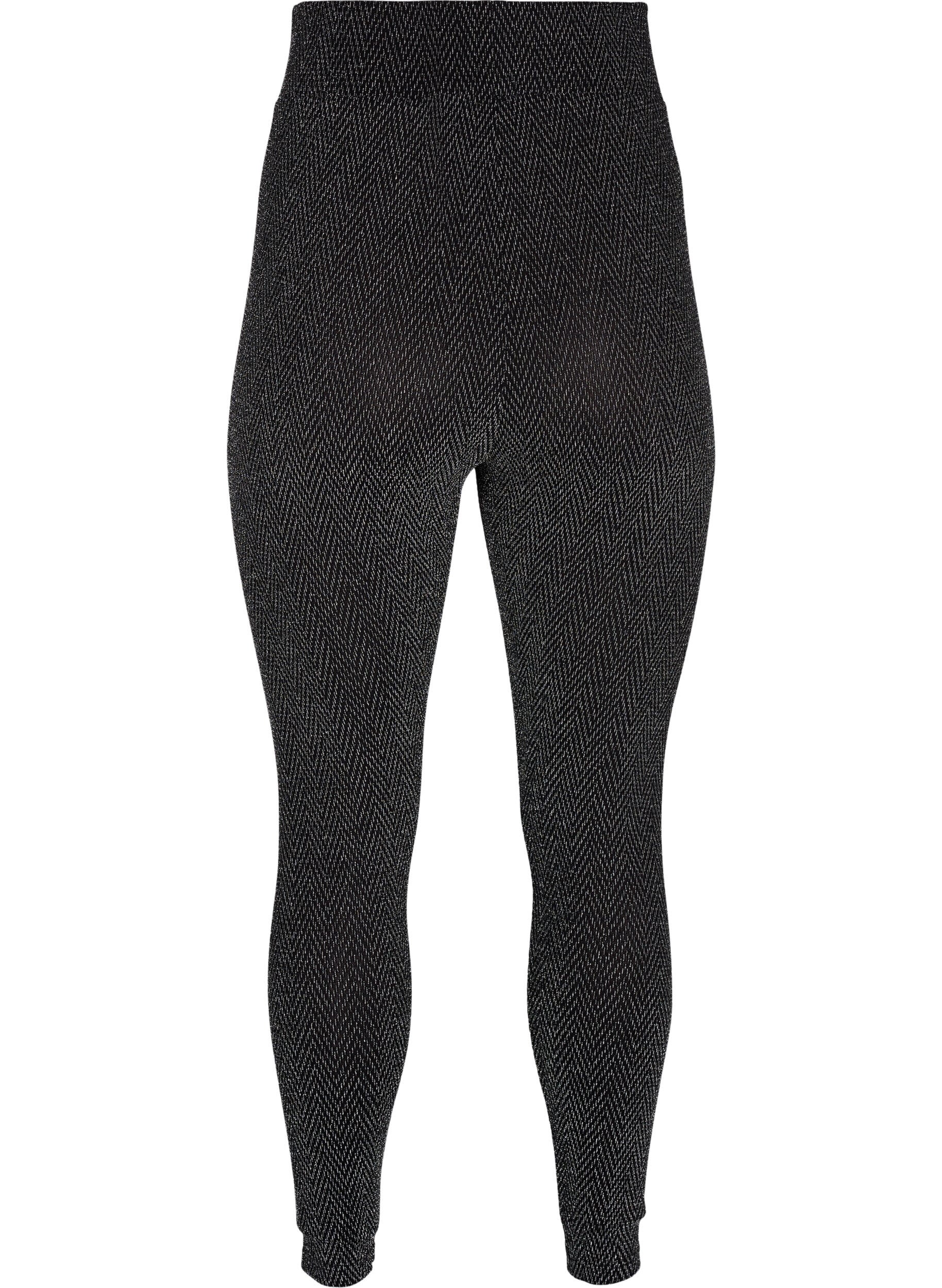Zizzi Leggings med glitterm&oslash;nster, Silver ZigZagShimmer, Packshot image number 1