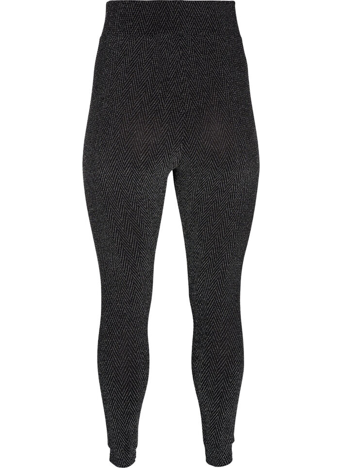 Leggings med glitterm&oslash;nster, Silver ZigZagShimmer, Packshot image number 1