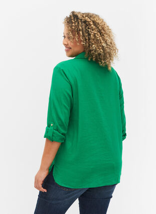Bluse med 3/4-ermer og knapper, Jolly Green, Model image number 1